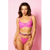 Эффектный розовый пояс из голографической эко-кожи - БДСМ Арсенал - купить с доставкой в Нижнем Тагиле