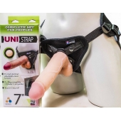 Страпон-унисекс с двумя насадками UNI strap 7  Harness - 19 и 16 см. - LOVETOY (А-Полимер) - купить с доставкой в Нижнем Тагиле