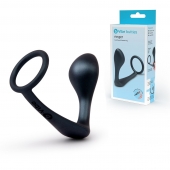 Черное эрекционное кольцо со стимулятором простаты Ringer Cock Ring   Plug - b-Vibe - в Нижнем Тагиле купить с доставкой