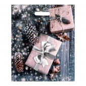 Новогодний пакет с принтом в виде подарков и вырубной ручкой (45х38 см) - Сима-Ленд - купить с доставкой в Нижнем Тагиле