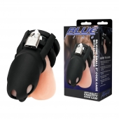 Черная клетка для пениса Silicone Small 2 in Cock Cage With Ball Divider - BlueLine - купить с доставкой в Нижнем Тагиле