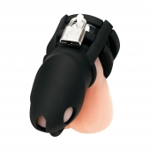 Черная клетка для пениса Silicone Small 2 in Cock Cage With Ball Divider - BlueLine - купить с доставкой в Нижнем Тагиле