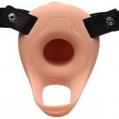 Телесный полый страпон 2  Erection 28X Smooth Vibrating Silicone Penis Sheath - 16 см. - XR Brands - купить с доставкой в Нижнем Тагиле