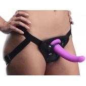 Лиловый поясной страпон Navigator Silicone G-Spot Dildo with Harness - 17,8 см. - XR Brands - купить с доставкой в Нижнем Тагиле