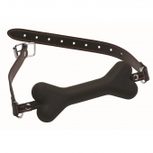 Черный кляп в форме косточки Hound Adjustable Dog Bone Gag - XR Brands - купить с доставкой в Нижнем Тагиле