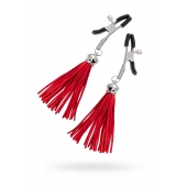 Зажимы на соски «Прищепки» с красными кисточками из замши - Pecado - купить с доставкой в Нижнем Тагиле