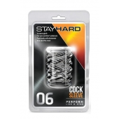 Прозрачная насадка с объёмными чёрточками STAY HARD COCK SLEEVE 06 CLEAR - Blush Novelties - в Нижнем Тагиле купить с доставкой