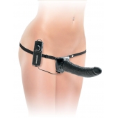Черный страпон с вагинальной пробкой Deluxe Vibrating Penetrix Strap-On - 19 см. - Pipedream - купить с доставкой в Нижнем Тагиле