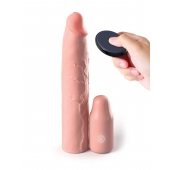 Телесная вибронасадка на член 3  Vibrating Mega X-tension with Remote - 22,9 см. - Pipedream - в Нижнем Тагиле купить с доставкой