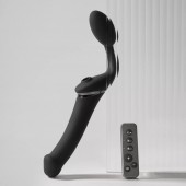 Черный безремневой вибрострапон Strap-On-Me Multi Orgasm Size XL - Strap-on-me - купить с доставкой в Нижнем Тагиле