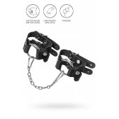 Черные кожаные наручники-браслеты из двух ремешков - Pecado - купить с доставкой в Нижнем Тагиле