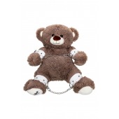 Бондажный набор: бурый мишка с белыми оковами и наручниками - Pecado - купить с доставкой в Нижнем Тагиле