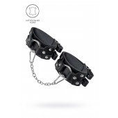 Черные кожаные оковы с двумя ремешками - Pecado - купить с доставкой в Нижнем Тагиле