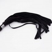 Черный кожаный флоггер со стальной ручкой - 45 см. - Crazy Handmade - купить с доставкой в Нижнем Тагиле