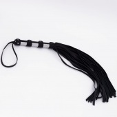 Черный кожаный флоггер со стальной ручкой - 45 см. - Crazy Handmade - купить с доставкой в Нижнем Тагиле