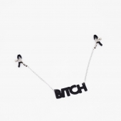 Зажимы на соски с кожаной подвеской Bitch - Crazy Handmade - купить с доставкой в Нижнем Тагиле