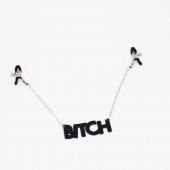 Зажимы на соски с кожаной подвеской Bitch - Crazy Handmade - купить с доставкой в Нижнем Тагиле