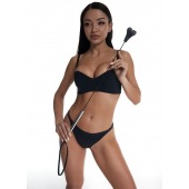 Стек с черным кожаным наконечником в виде сердца и металлической ручкой - 67 см. - Crazy Handmade - купить с доставкой в Нижнем Тагиле