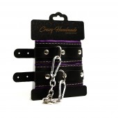 Черно-фиолетовые скругленные наручники с мягкой подкладкой - Crazy Handmade - купить с доставкой в Нижнем Тагиле