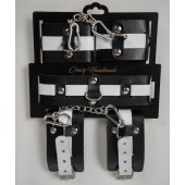 Набор фиксаторов из черной и белой натуральной кожи - Crazy Handmade - купить с доставкой в Нижнем Тагиле