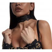 Черный ажурный чокер с золотистой фурнитурой - Crazy Handmade - купить с доставкой в Нижнем Тагиле