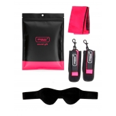 Черно-розовый эротический набор: маска, наручники и повязка - Erokay - купить с доставкой в Нижнем Тагиле
