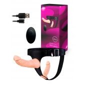 Женский страпон с 2 насадками, вибрацией и пультом ДУ - Erowoman-Eroman - купить с доставкой в Нижнем Тагиле