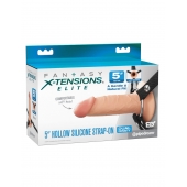 Телесный пустотелый фаллопротез 5’’ Hollow Silicone Strap-On - 14 см. - Pipedream - купить с доставкой в Нижнем Тагиле