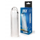 Прозрачная закрытая насадка на пенис с ребрышками - 16 см. - Sex Expert - в Нижнем Тагиле купить с доставкой