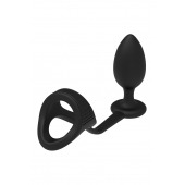 Черное эрекционное кольцо с анальной пробкой Cockstrap With Anal Plug - Dream Toys - в Нижнем Тагиле купить с доставкой