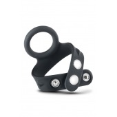 Черное эрекционное кольцо с подхватом мошонки на кнопках VS6 - Blush Novelties - в Нижнем Тагиле купить с доставкой