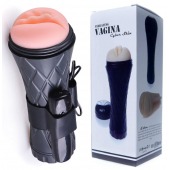 Телесный мастурбатор-вагина в черной колбе с вибрацией - Boys of Toys - в Нижнем Тагиле купить с доставкой