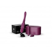 Фиолетовая секс-машина с функцией нагрева, насадками и присоской Sesh - Zalo - купить с доставкой в Нижнем Тагиле