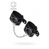 Черные оковы из толстой кожи с люверсами - Pecado - купить с доставкой в Нижнем Тагиле