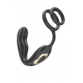 Черная анальная пробка с вращением и эрекционными кольцами - Ibiza - в Нижнем Тагиле купить с доставкой