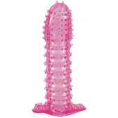 Гелевая розовая насадка с шипами - 12 см. - Toyfa Basic - в Нижнем Тагиле купить с доставкой