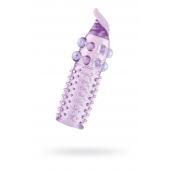 Гелевая фиолетовая насадка с шариками, шипами и усиком - 11 см. - Toyfa Basic - в Нижнем Тагиле купить с доставкой