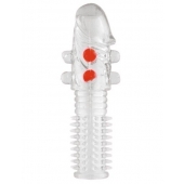 Гелевая прозрачная насадка с шариками и шипами - 14 см. - Toyfa Basic - в Нижнем Тагиле купить с доставкой