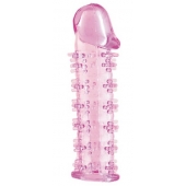 Гелевая розовая насадка на фаллос с шипами - 12 см. - Toyfa Basic - в Нижнем Тагиле купить с доставкой