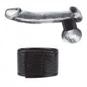 Чёрная утяжка на мошонку 1  Velcro Ball Stretcher - BlueLine - купить с доставкой в Нижнем Тагиле