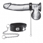 Утяжка на пенис с поводком Snap Cock Ring With 12  Leash - BlueLine - купить с доставкой в Нижнем Тагиле