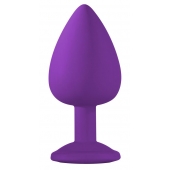 Большая фиолетовая анальная пробка Emotions Cutie Large с голубым кристаллом - 10 см. - Lola Games - купить с доставкой в Нижнем Тагиле