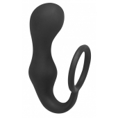 Чёрное эрекционное кольцо с анальной пробкой Double Pleasure Anal Plug - Lola Games - в Нижнем Тагиле купить с доставкой