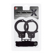 Чёрные наручники из листового металла в комплекте с веревкой BONDX METAL CUFFS LOVE ROPE SET - Dream Toys - купить с доставкой в Нижнем Тагиле