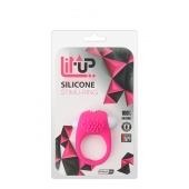 Розовое эрекционное кольцо с щеточкой LIT-UP SILICONE STIMU RING 5 - Dream Toys - в Нижнем Тагиле купить с доставкой