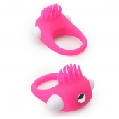 Розовое эрекционное кольцо с щеточкой LIT-UP SILICONE STIMU RING 5 - Dream Toys - в Нижнем Тагиле купить с доставкой