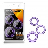 Набор из 3 фиолетовых эрекционных колец Stay Hard Beaded Cockrings - Blush Novelties - в Нижнем Тагиле купить с доставкой