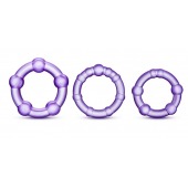 Набор из 3 фиолетовых эрекционных колец Stay Hard Beaded Cockrings - Blush Novelties - в Нижнем Тагиле купить с доставкой