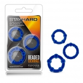 Набор из 3 синих эрекционных колец Stay Hard Beaded Cockrings - Blush Novelties - в Нижнем Тагиле купить с доставкой