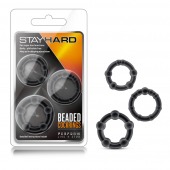 Набор из 3 чёрных эрекционных колец Stay Hard Beaded Cockrings - Blush Novelties - в Нижнем Тагиле купить с доставкой